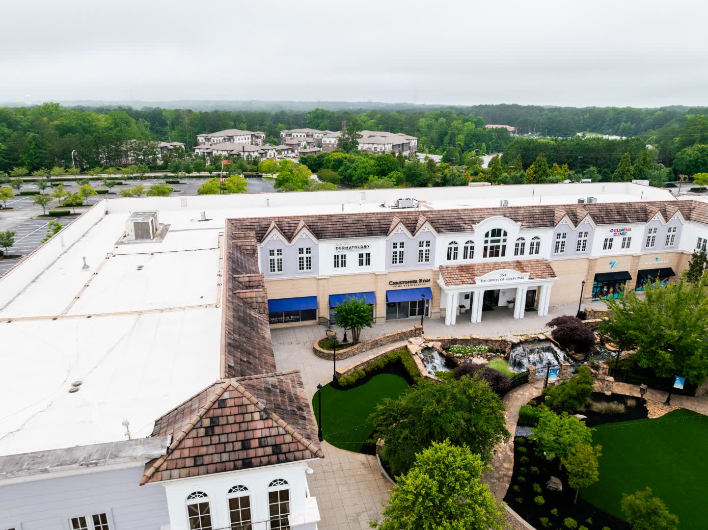 Aerial view of the Ashley Park building that houses Newnan Dermatology
